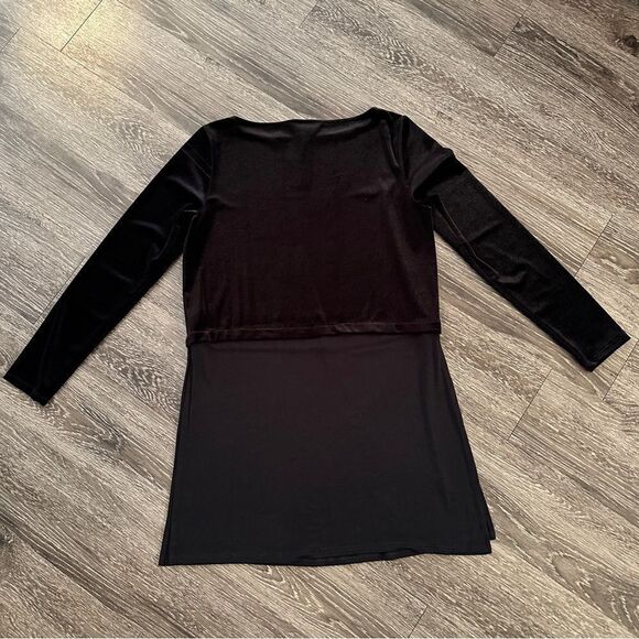 J. Jill Wearever Black Velvet Tunic Top Long Sleeve Side Slit - Picture 7 of 7